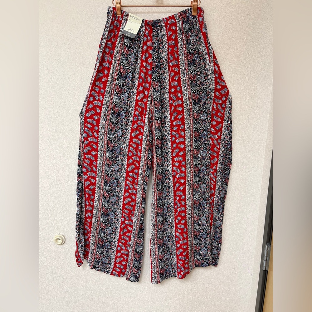 Style & Co. Red and Black Wide Leg Pants